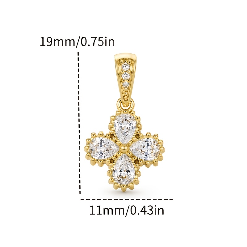 Women's Vintage Teardrop Synthetic Zirconia Four-Leaf Clover Pendant